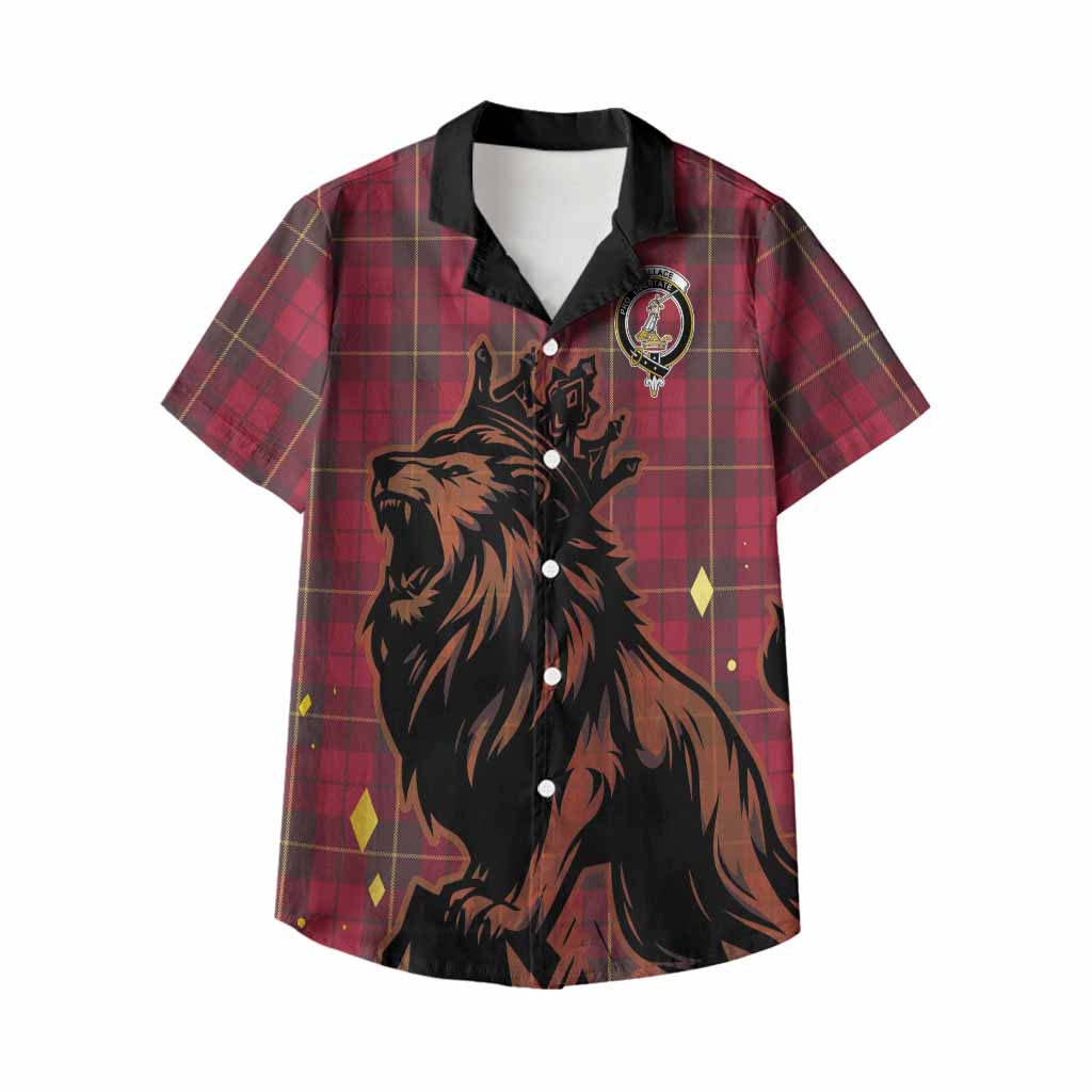 Wallace Tartan Family Crest Kid Hawaiian Shirt Crowned Lion Roaring