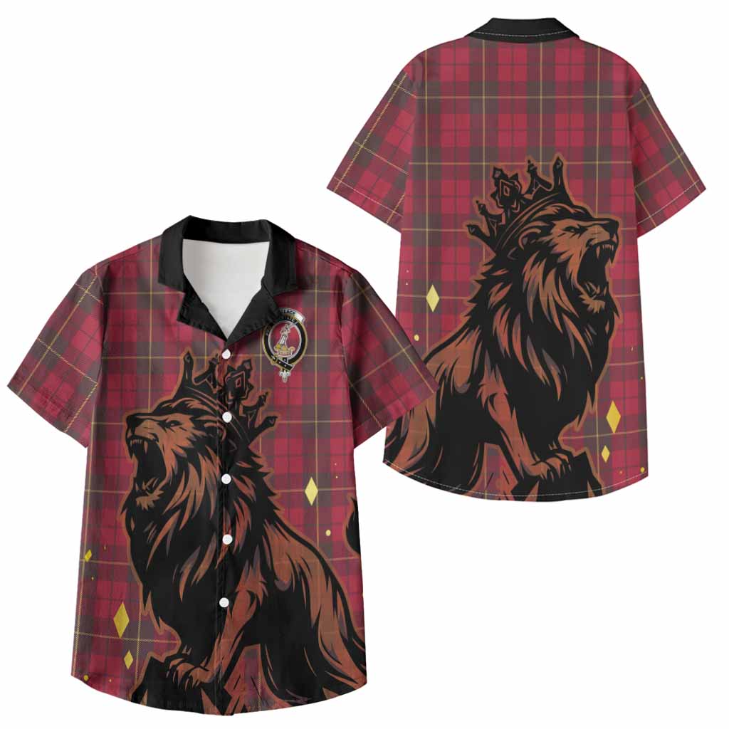 Wallace Tartan Family Crest Kid Hawaiian Shirt Crowned Lion Roaring