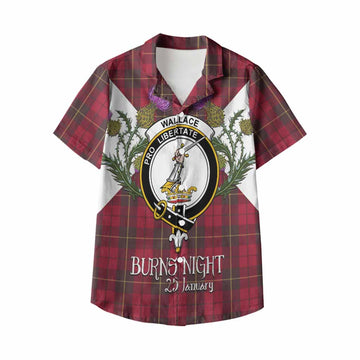 Wallace Tartan Family Crest Kid Hawaiian Shirt Scottish Burns Night Thistle Floral
