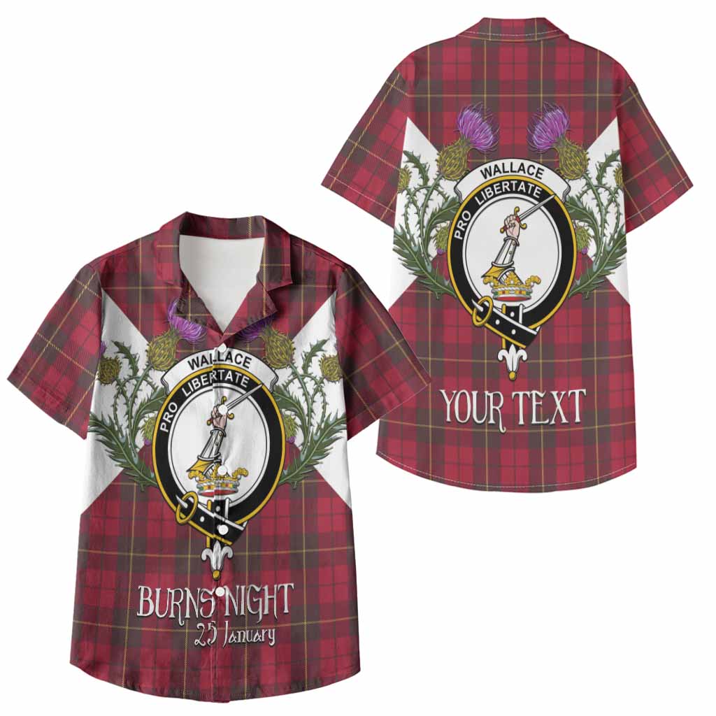 Wallace Tartan Family Crest Kid Hawaiian Shirt Scottish Burns Night Thistle Floral