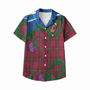 Wallace Tartan Family Crest Kid Hawaiian Shirt Thistle in Minimalism
