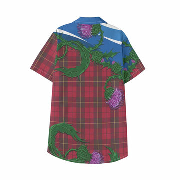 Wallace Tartan Family Crest Kid Hawaiian Shirt Thistle in Minimalism