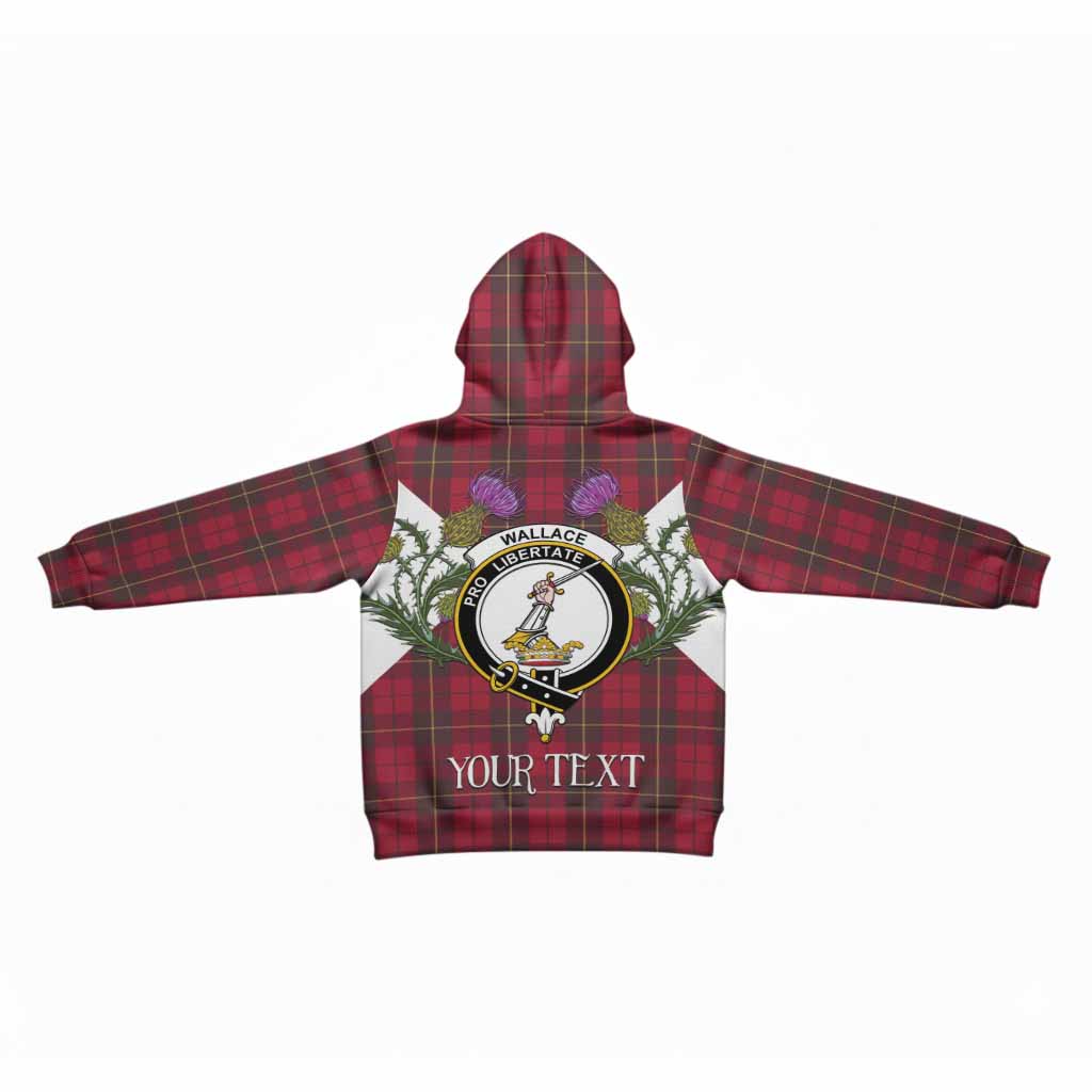 Wallace Tartan Family Crest Kid Hoodie Scottish Burns Night Thistle Floral