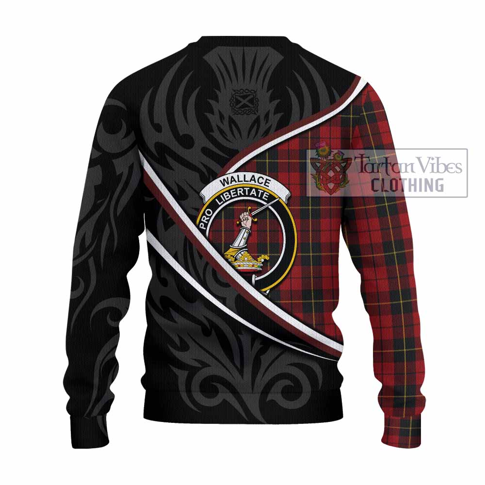 Wallace Tartan Family Crest Knitted Sweater Celtic Scottish Thistle Floral - Tartan Vibes Clothing