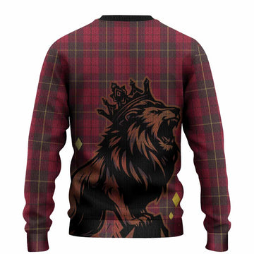 Wallace Tartan Family Crest Knitted Sweater Crowned Lion Roaring