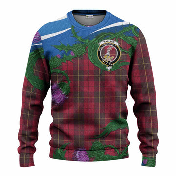 Wallace Tartan Family Crest Knitted Sweater Thistle in Minimalism