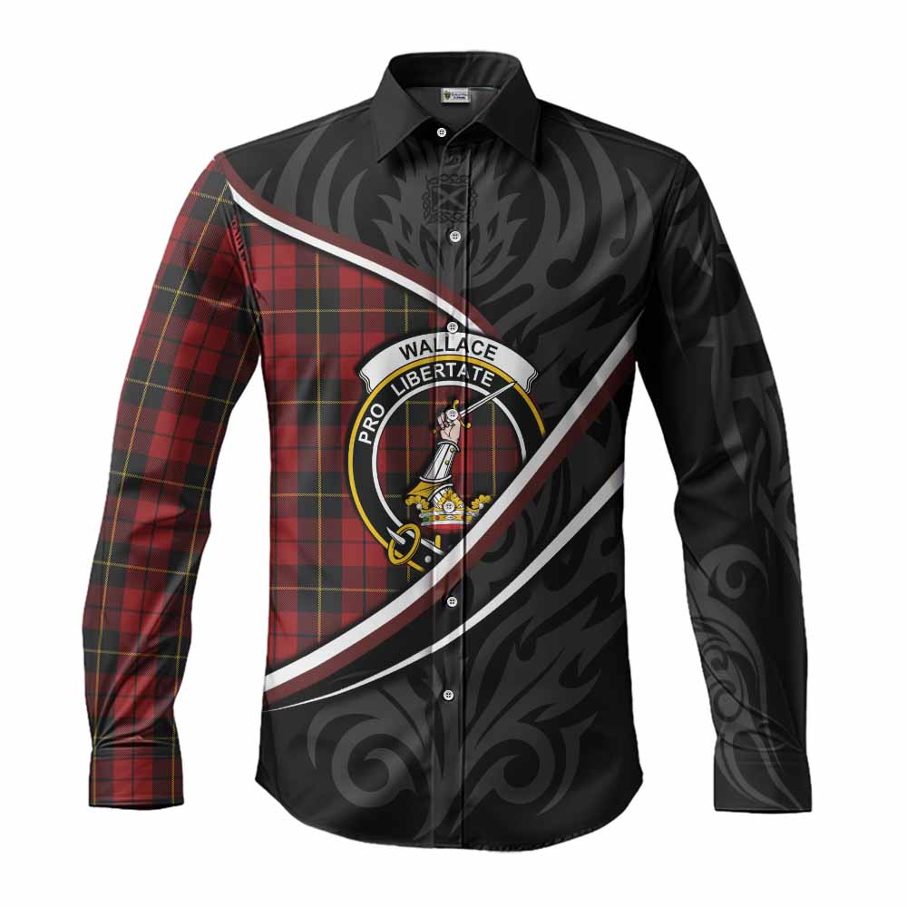 Wallace Tartan Family Crest Long Sleeve Button Shirts Celtic Scottish Thistle Floral - Tartan Vibes Clothing