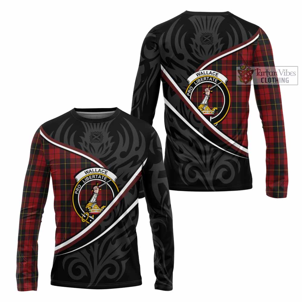Wallace Tartan Family Crest Long Sleeve T-Shirt Celtic Scottish Thistle Floral - Tartan Vibes Clothing