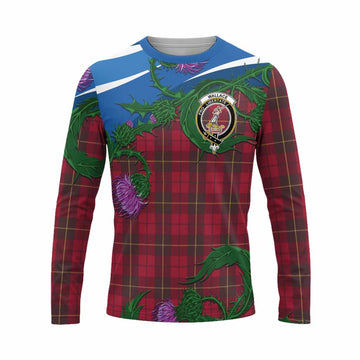 Wallace Tartan Family Crest Long Sleeve T-Shirt Thistle in Minimalism