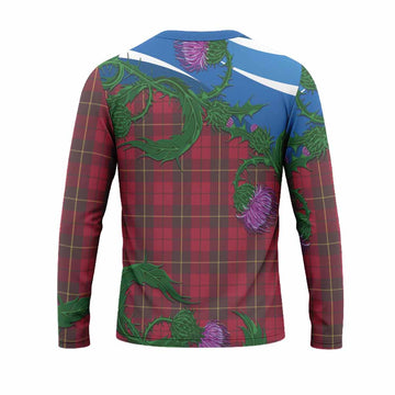 Wallace Tartan Family Crest Long Sleeve T-Shirt Thistle in Minimalism