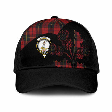 Wallace Tartan Family Crest Mesh Trucker Cap Scotland Thistle Floral Flag Style
