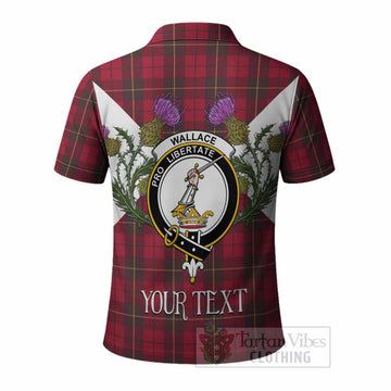 Wallace Tartan Family Crest Polo Shirt Scottish Burns Night Thistle Floral