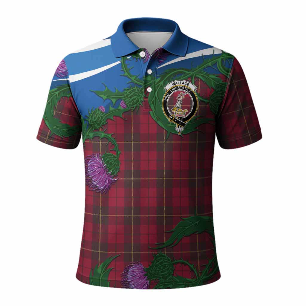 Wallace Tartan Family Crest Polo Shirt Thistle in Minimalism