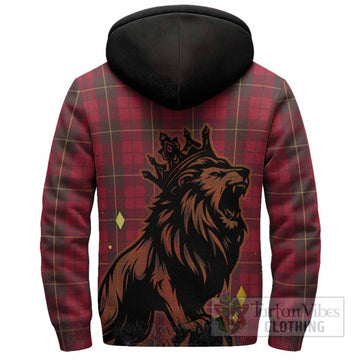 Wallace Tartan Family Crest Sherpa Hoodie Crowned Lion Roaring