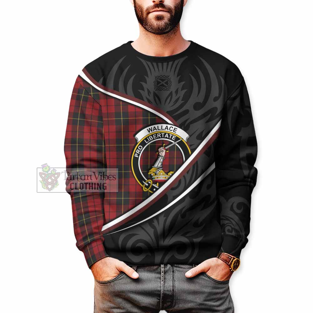 Wallace Tartan Family Crest Sweatshirt Celtic Scottish Thistle Floral - Tartan Vibes Clothing
