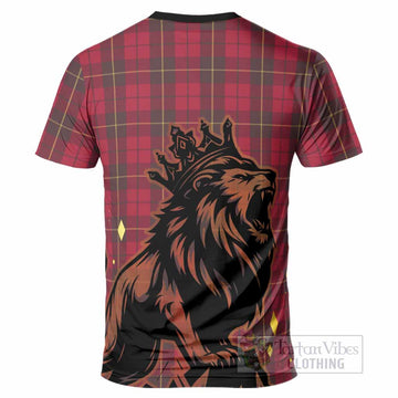 Wallace Tartan Family Crest T-Shirt Crowned Lion Roaring
