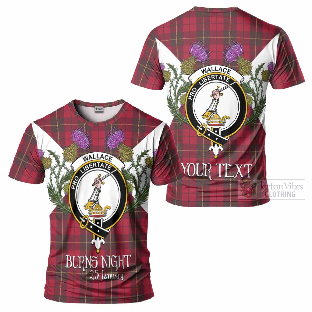 Wallace Tartan Family Crest T-Shirt Scottish Burns Night Thistle Floral