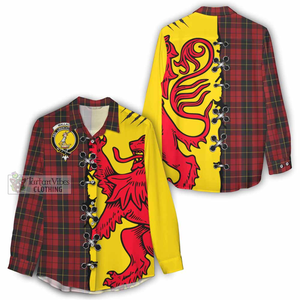 Wallace Tartan Family Crest Women Casual Shirt Lion Rampant Honor - Tartan Vibes Clothing
