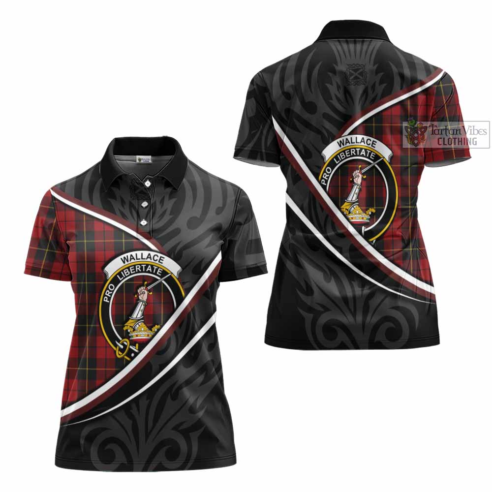 Wallace Tartan Family Crest Women's Polo Shirt Celtic Scottish Thistle Floral - Tartan Vibes Clothing