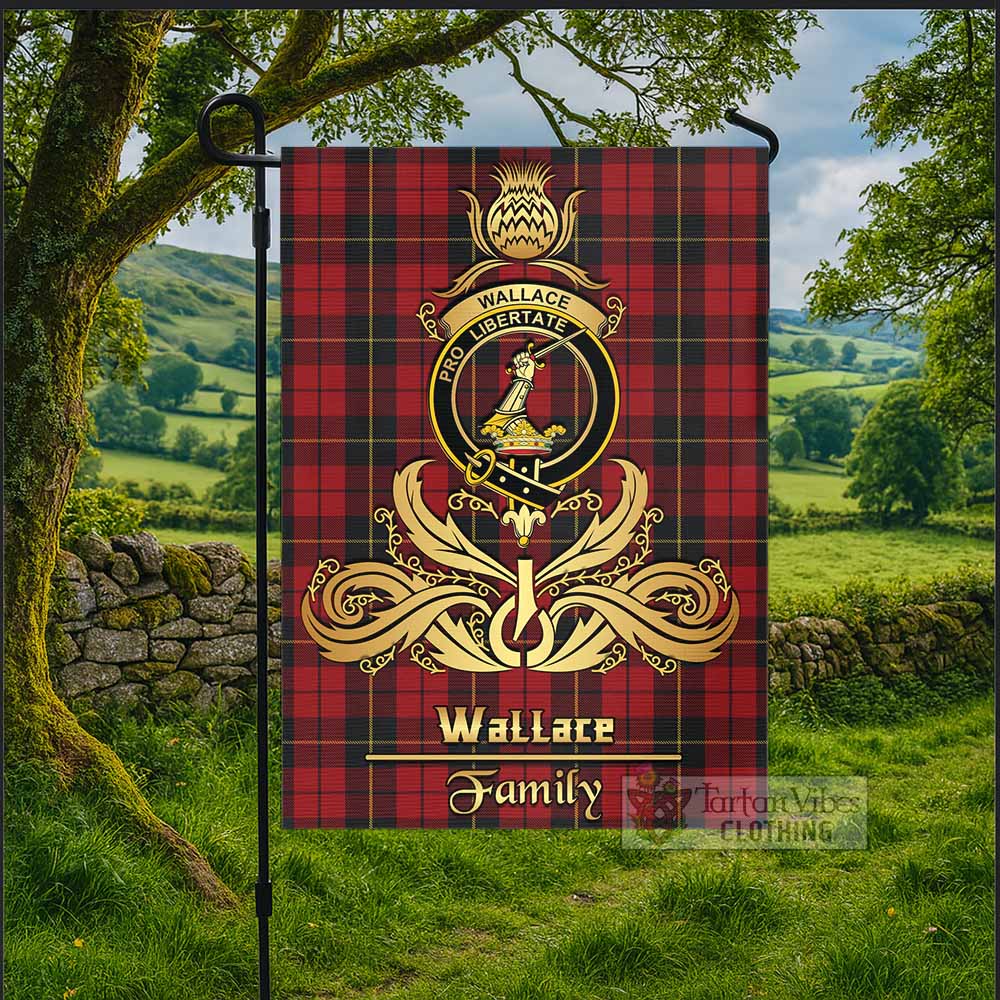 Wallace Tartan Garden Flag with Highland Thistle Cherish Family Crest Style - Tartan Vibes Clothing