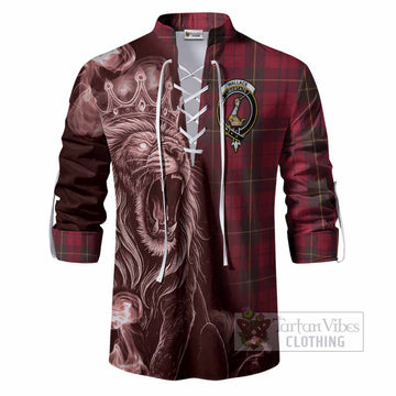 Wallace Tartan Ghillie Shirt Roaring Lion Heritage