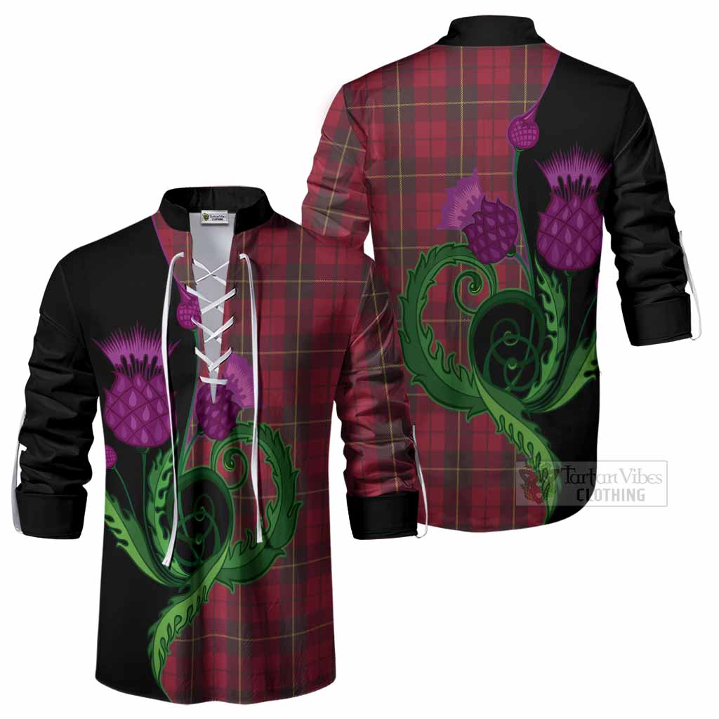 Wallace Tartan Ghillie Shirt Traditional Scottish Thistle