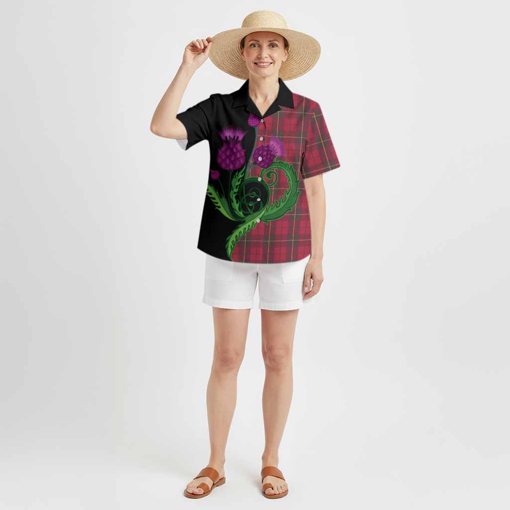 Wallace Tartan Hawaiian Shirt Traditional Scottish Thistle