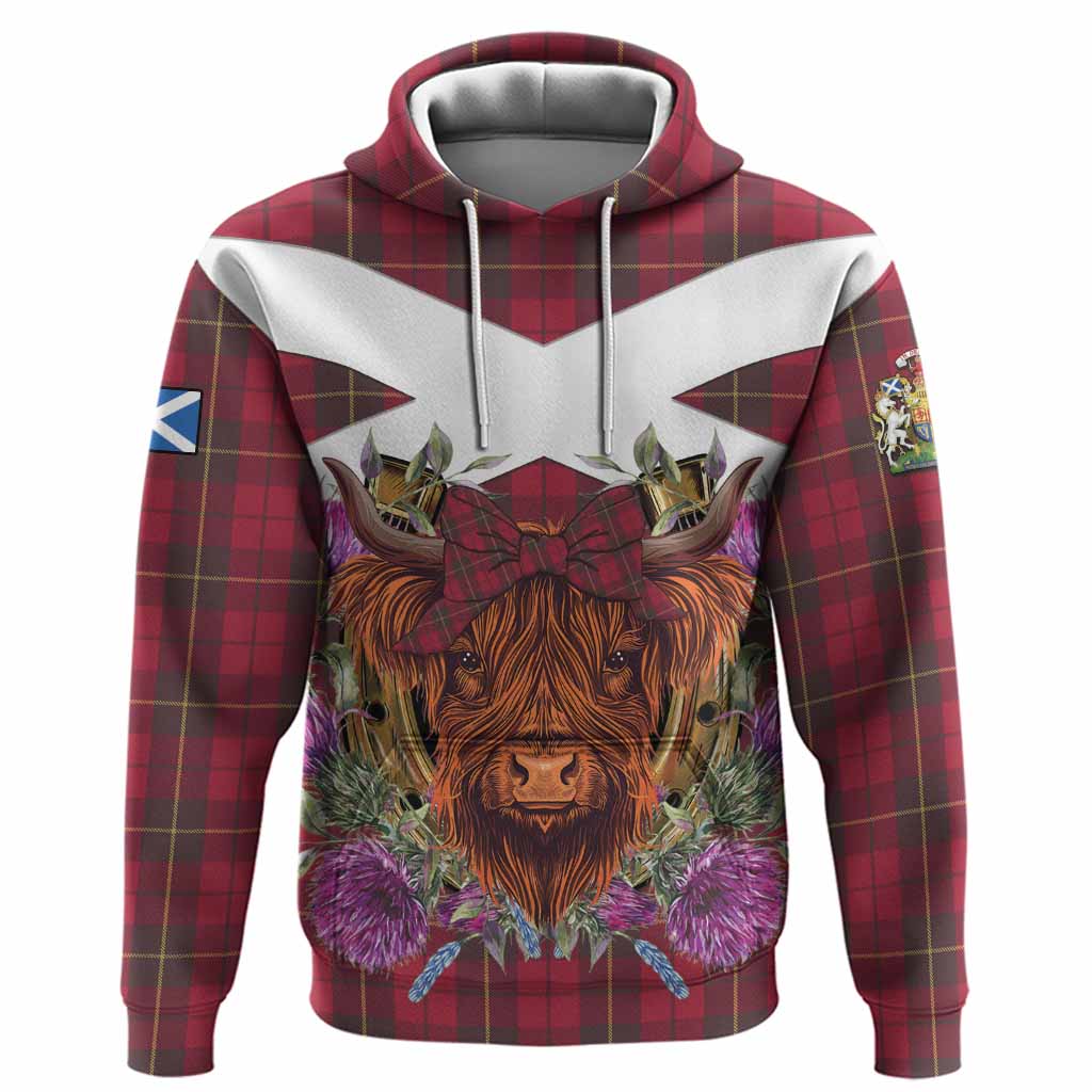 Wallace Tartan Hoodie Scottish Thistle Heilan Coo