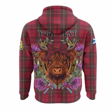Wallace Tartan Hoodie Scottish Thistle Heilan Coo
