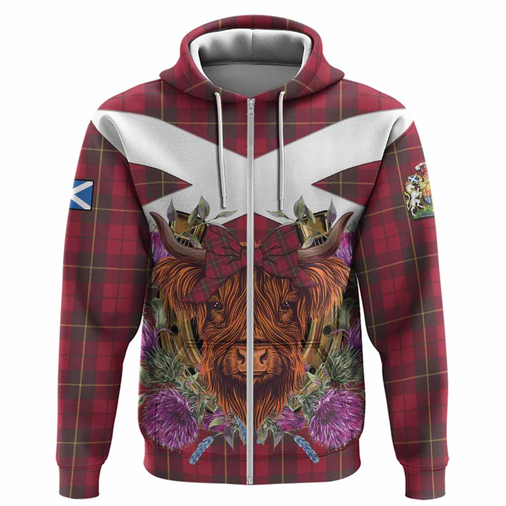 Wallace Tartan Hoodie Scottish Thistle Heilan Coo