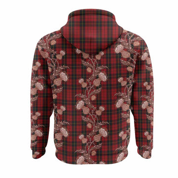 Wallace Tartan Hoodie Seamless Scottish Thistle Flowers