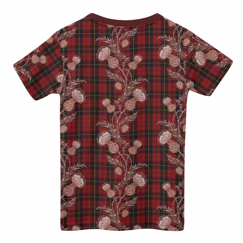Wallace Tartan Kid T-shirt Seamless Scottish Thistle Flowers