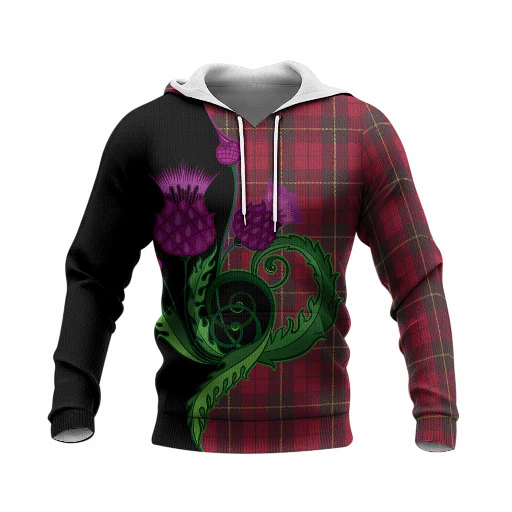 Wallace Tartan Knitted Hoodie Traditional Scottish Thistle