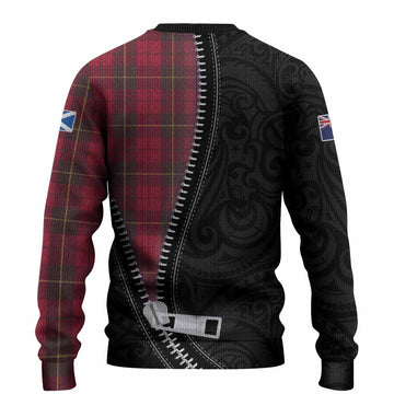 Wallace Tartan Knitted Sweater New Zealand Pattern Unique Zipper Stylized