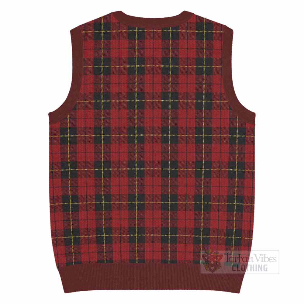 Wallace Tartan Knitted V-Neck Vest with Family Crest - Tartan Vibes Clothing