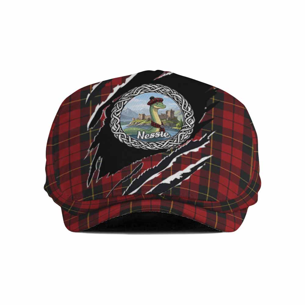 Wallace Tartan Loch Ness Monster Flat Cap, Jeff Cap Celtic Knot Nessie Art