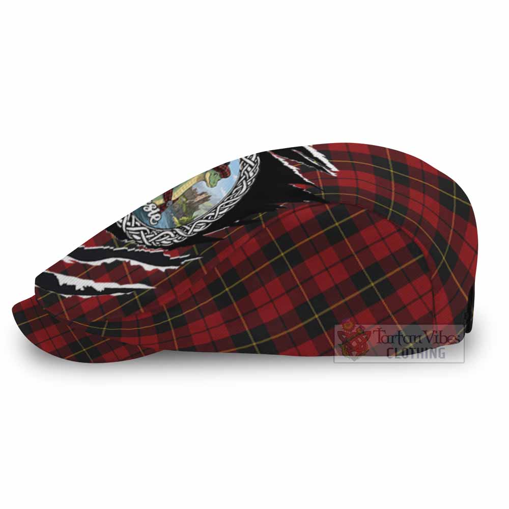 Wallace Tartan Loch Ness Monster Flat Cap, Jeff Cap Celtic Knot Nessie Art