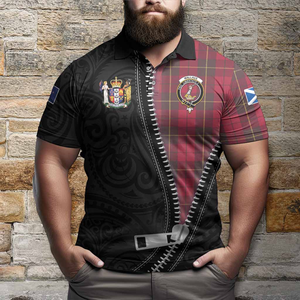 Wallace Tartan Polo Shirt New Zealand Pattern Unique Zipper Stylized