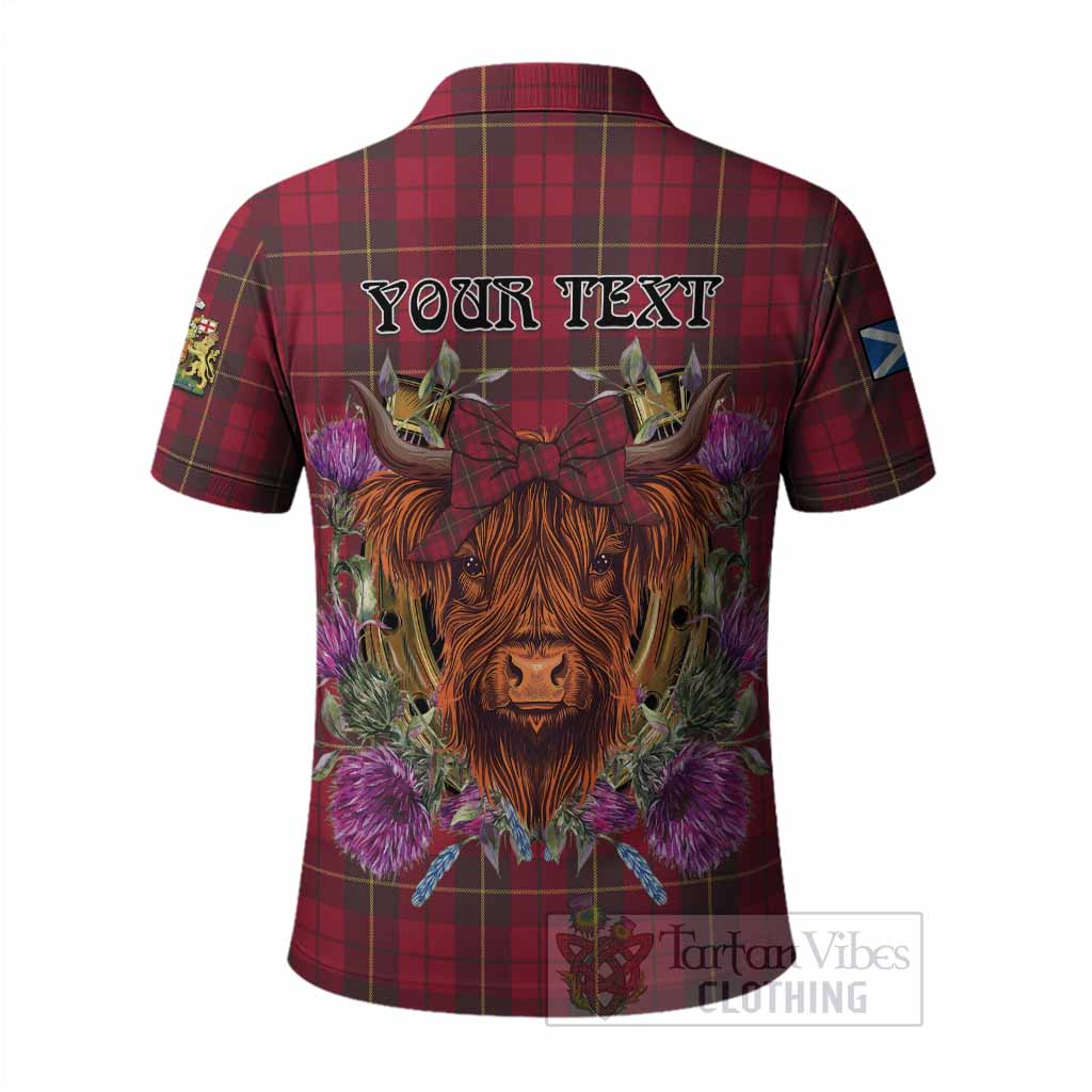 Wallace Tartan Polo Shirt Scottish Thistle Heilan Coo