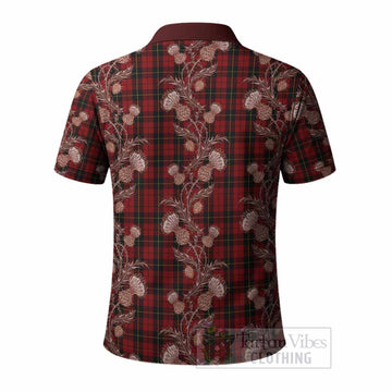 Wallace Tartan Polo Shirt Seamless Scottish Thistle Flowers