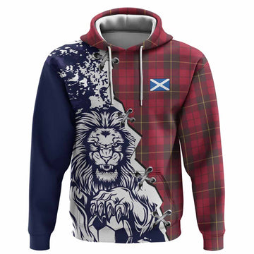 Wallace Tartan Scottish Hoodie Angry Lion With Soccer Ball Style