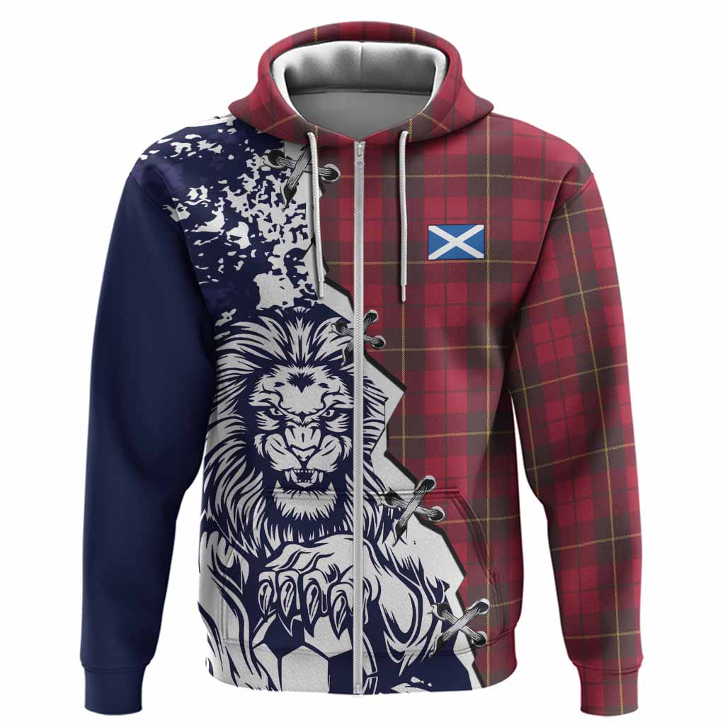 Wallace Tartan Scottish Hoodie Angry Lion With Soccer Ball Style