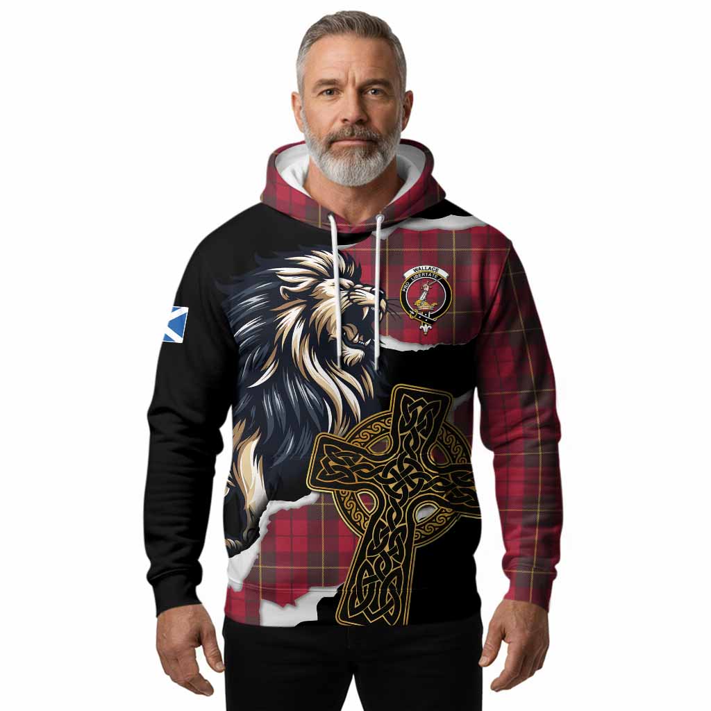 Wallace Tartan Scottish Hoodie Lion Celtic Heritage