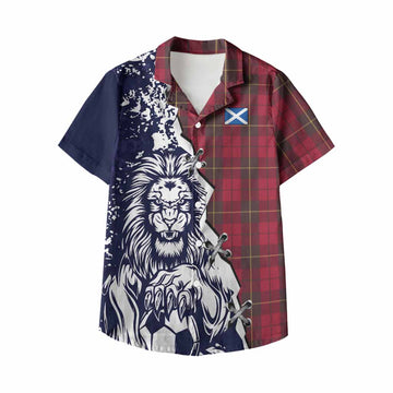 Wallace Tartan Scottish Kid Hawaiian Shirt Angry Lion With Soccer Ball Style