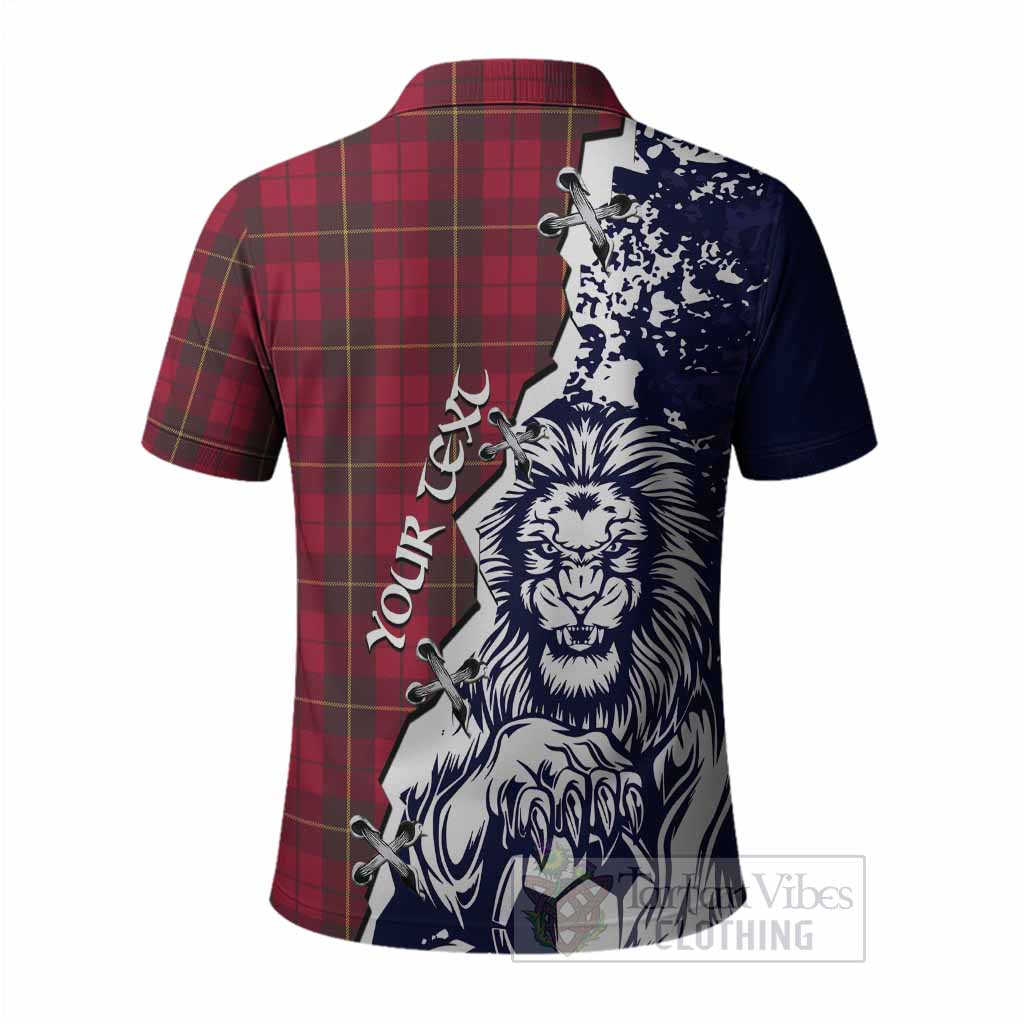 Wallace Tartan Scottish Polo Shirt Angry Lion With Soccer Ball Style