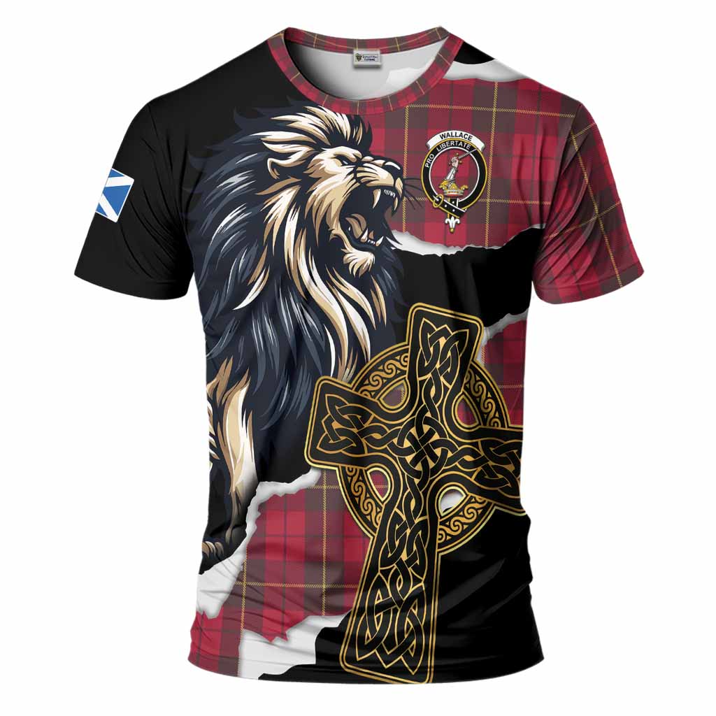 Wallace Tartan Scottish T-Shirt Lion Celtic Heritage