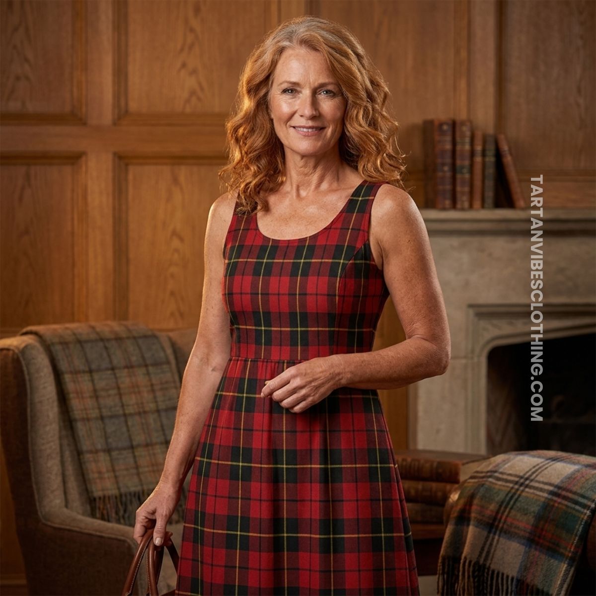 Wallace Tartan Sleeveless Midi Womens Dress