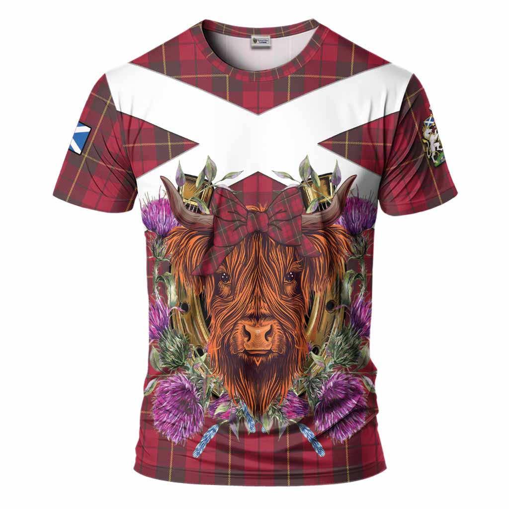 Wallace Tartan T-Shirt Scottish Thistle Heilan Coo