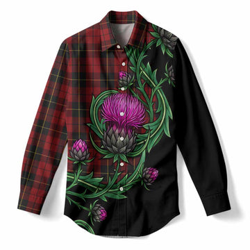 Wallace Tartan Women Casual Shirt Resilient Scottish Thistle