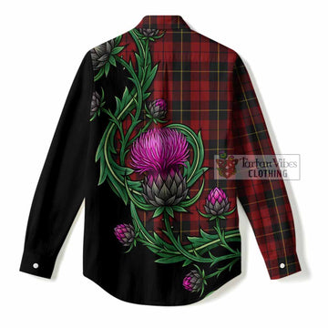 Wallace Tartan Women Casual Shirt Resilient Scottish Thistle